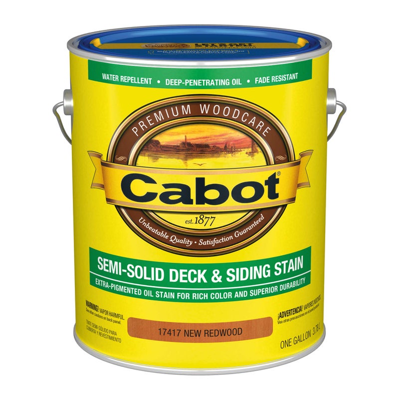 Cabot Semi-Solid Wood Stain + Sealer, Low VOC, New Redwood, Gallon - Image 1
